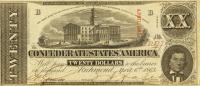 p61c from Confederate States of America: 20 Dollars from 1863